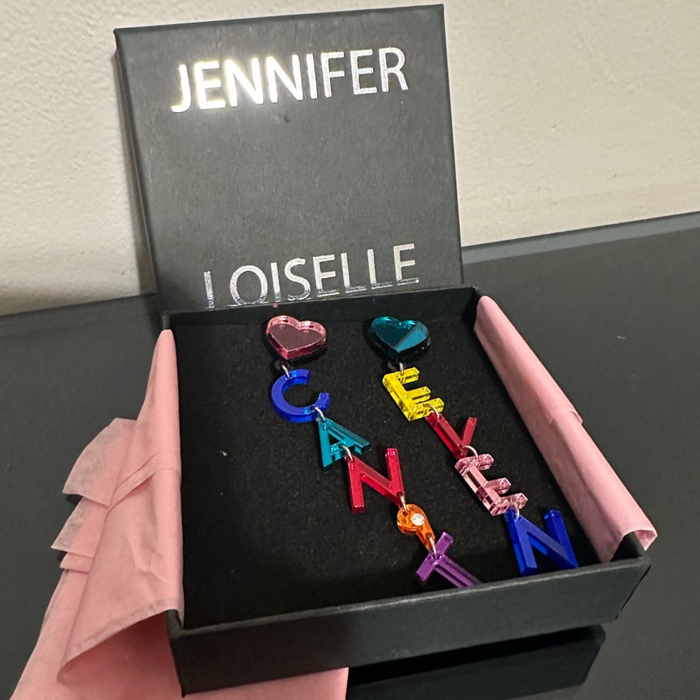 Jennifer Loiselle “Can’t Even” acrylic earrings NEW IN BOX